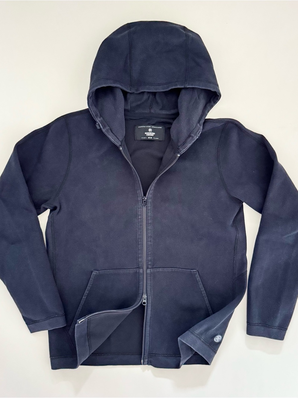 Reigning Champ Full Zip Cotton Hoodie In Dark Navy - Size M - Made In Canada - Picture 2 of 8